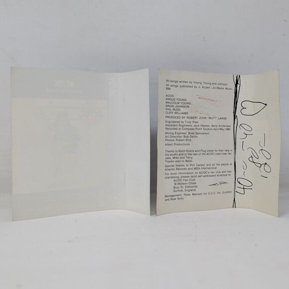 Vintage AC/DC Cassette Tape Lot High Voltage 1976 And Back In Black 1980 - Picture 7 of 7